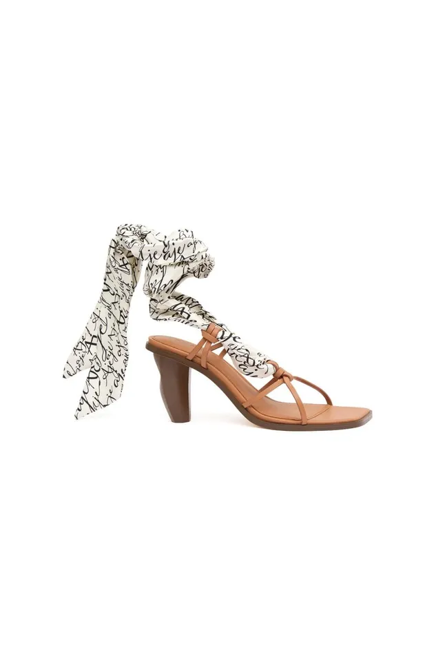Aje Shoes Maren Logo Tie Heel Ivorytan 8211 Women