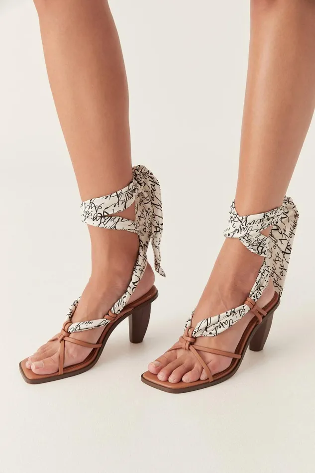 Aje Shoes Maren Logo Tie Heel Ivorytan 8211 Women