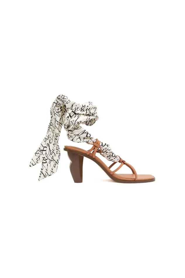 Aje Shoes Maren Logo Tie Heel Ivorytan 8211 Women