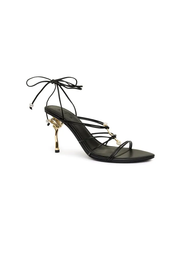 Aje Shoes Perenna Pearl Bar Strappy Heel Black 8211 Women