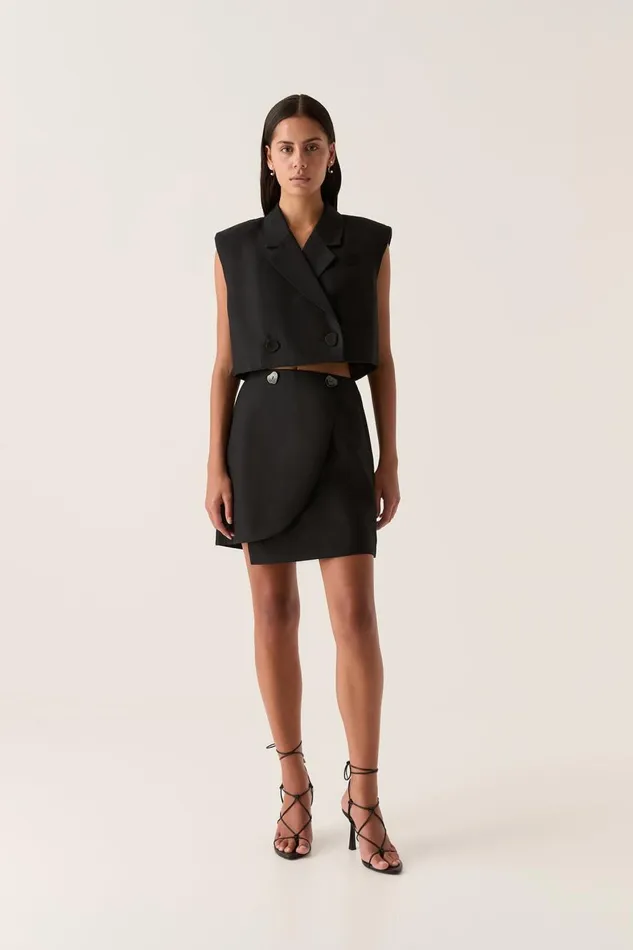 Aje Skirts Flight Asymmetric Wrap Skirt Black 8211 Women