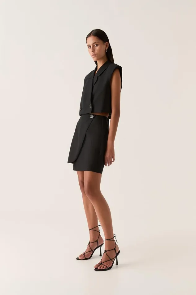 Aje Skirts Flight Asymmetric Wrap Skirt Black 8211 Women