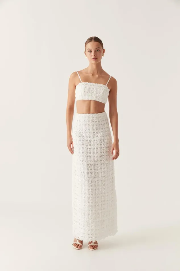 Aje Skirts Quintette Textured Midi Skirt Ivory 8211 Women