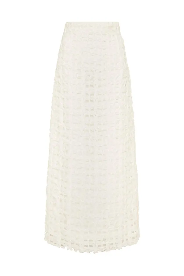 Aje Skirts Quintette Textured Midi Skirt Ivory 8211 Women