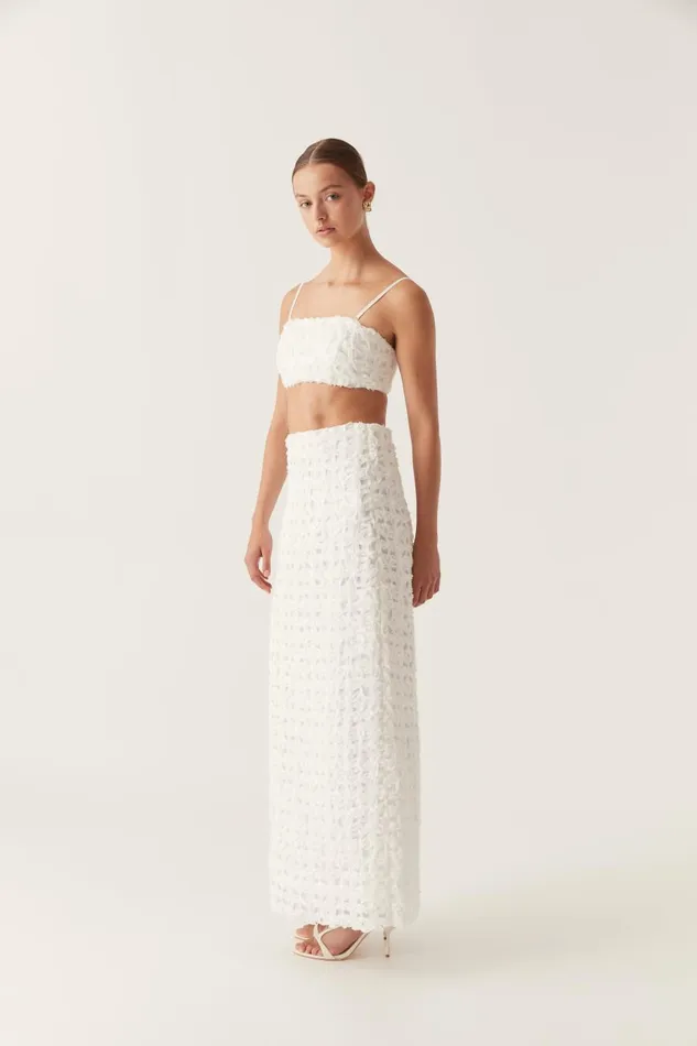 Aje Skirts Quintette Textured Midi Skirt Ivory 8211 Women
