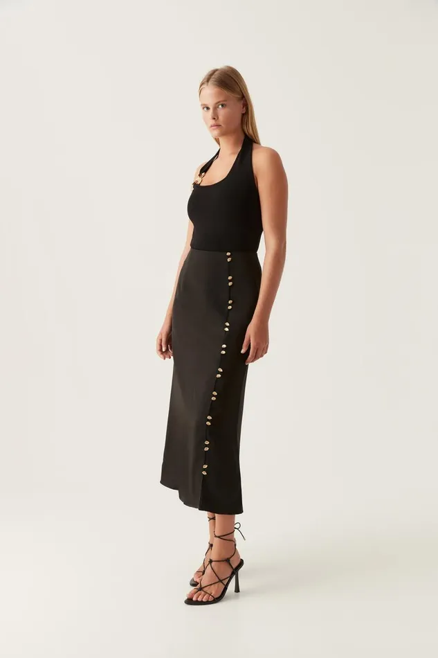 Aje Skirts Riddle Button Down Midi Skirt Black 8211 Women