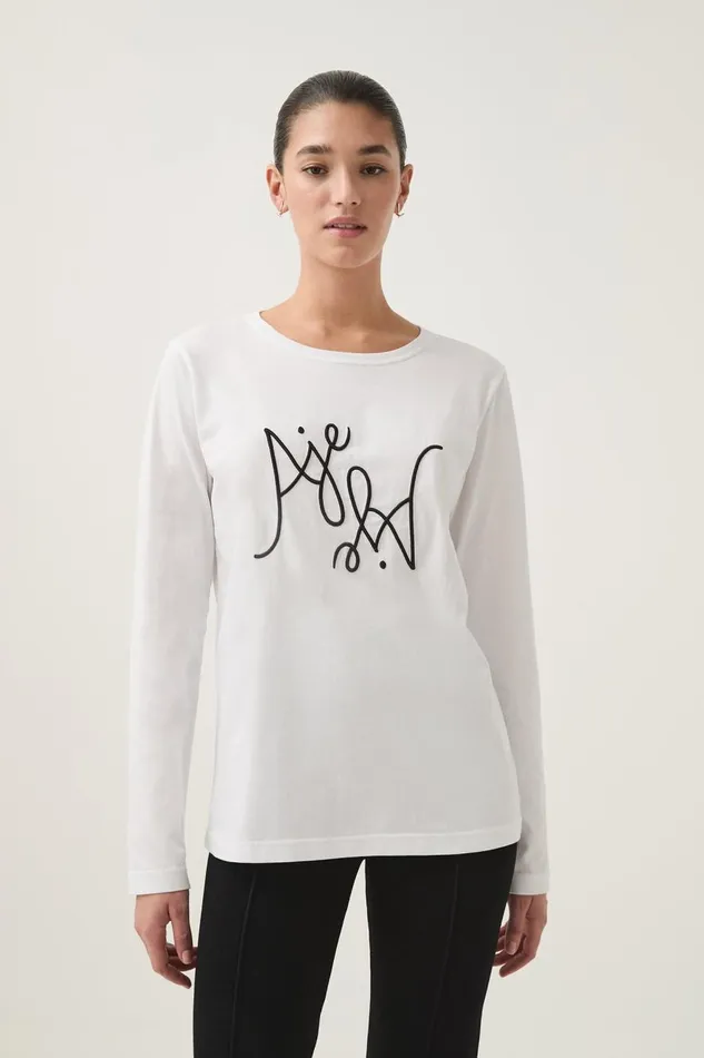Aje Tees Prophecy Long Sleeve Tee Whiteblack Logo 8211 Women