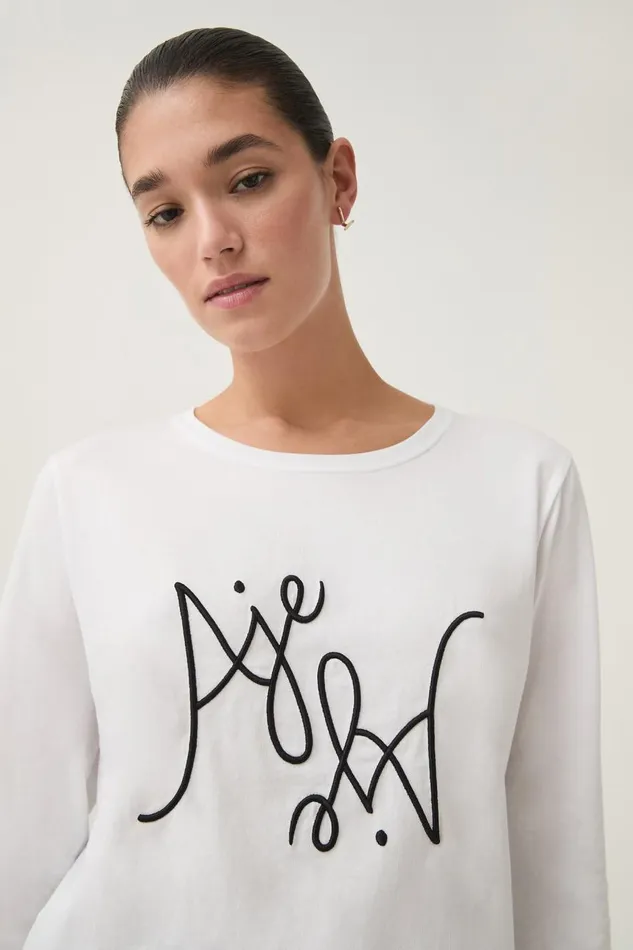Aje Tees Prophecy Long Sleeve Tee Whiteblack Logo 8211 Women