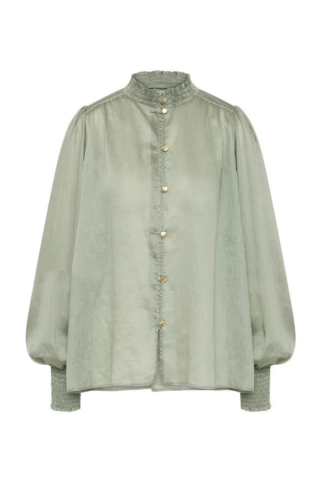 Aje Tops Athena Smocked Blouse Oak Moss 8211 Women Aje Tops Athena Smocked Blouse Oak Moss 8211 Women