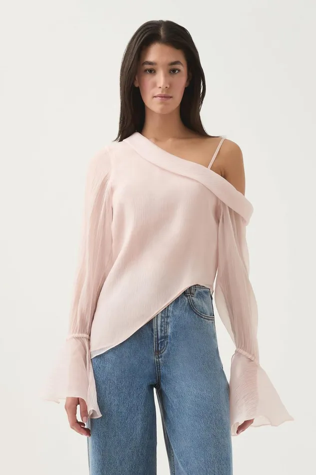 Aje Tops Edith Draped Top Blush Pink 8211 Women