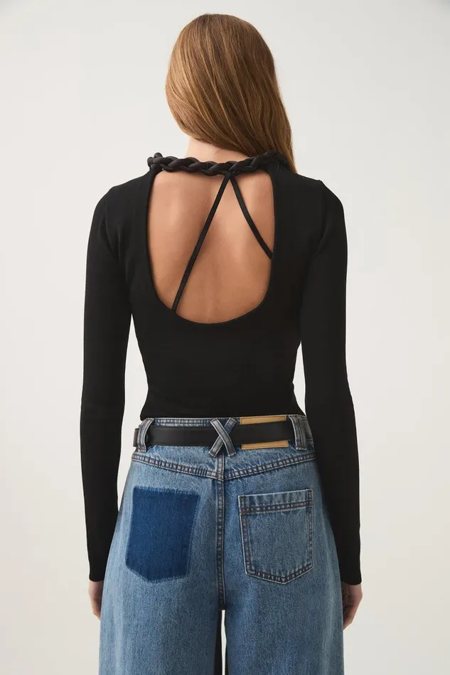 Aje Tops Entwined Open Back Knit Top Black 8211 Women