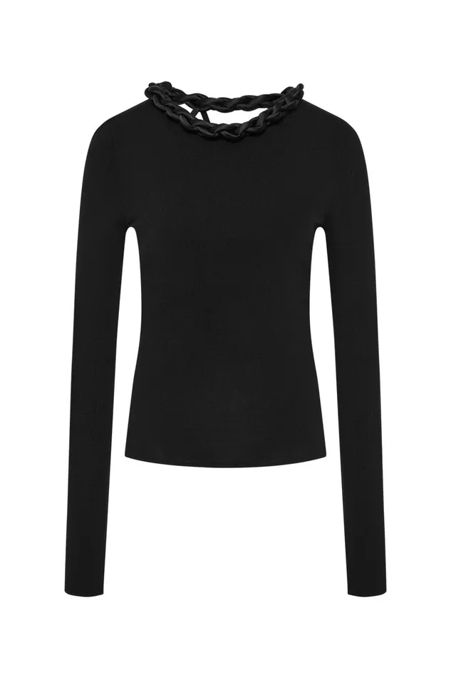 Aje Tops Entwined Open Back Knit Top Black 8211 Women Aje Tops Entwined Open Back Knit Top Black 8211 Women