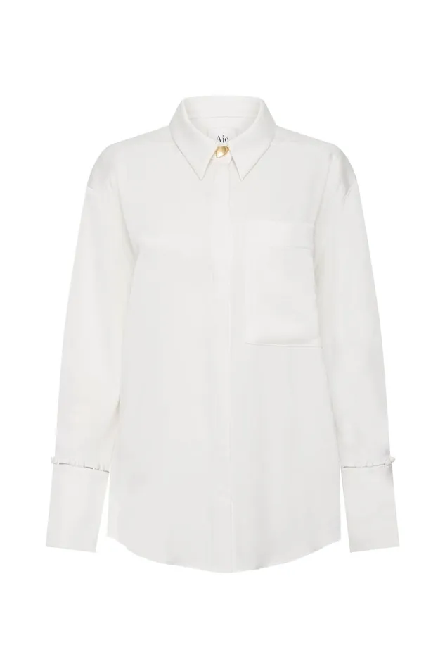 Aje Tops Riddle Buttoned Crepe Shirt Ivory 8211 Women Aje Tops Riddle Buttoned Crepe Shirt Ivory 8211 Women