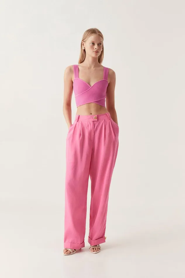 Aje Tops Sybil Twist Knit Bustier Brilliant Pink 8211 Women