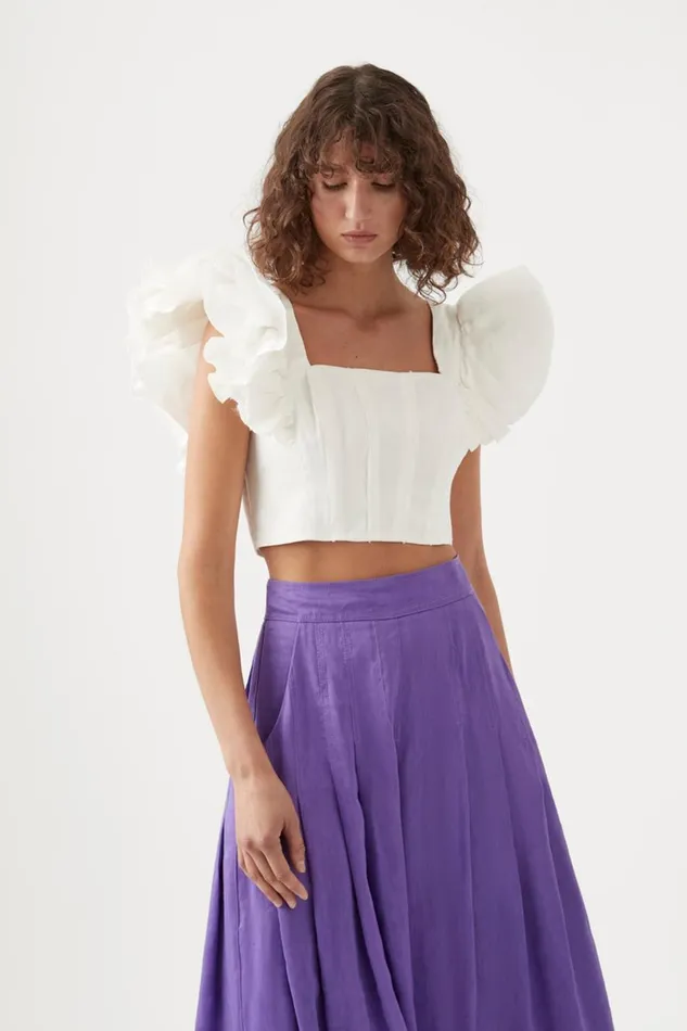Aje Tops Vanades Frill Crop Top Ivory 8211 Women