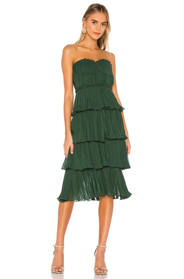 Alex Midi Dress Emerald Green Women Lovers and Friends Dresses