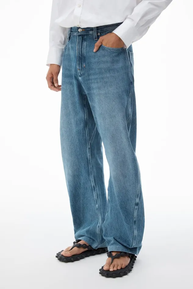 Alexander Wang Bottoms Men Rounded Denim Jeans With Bonded Seams