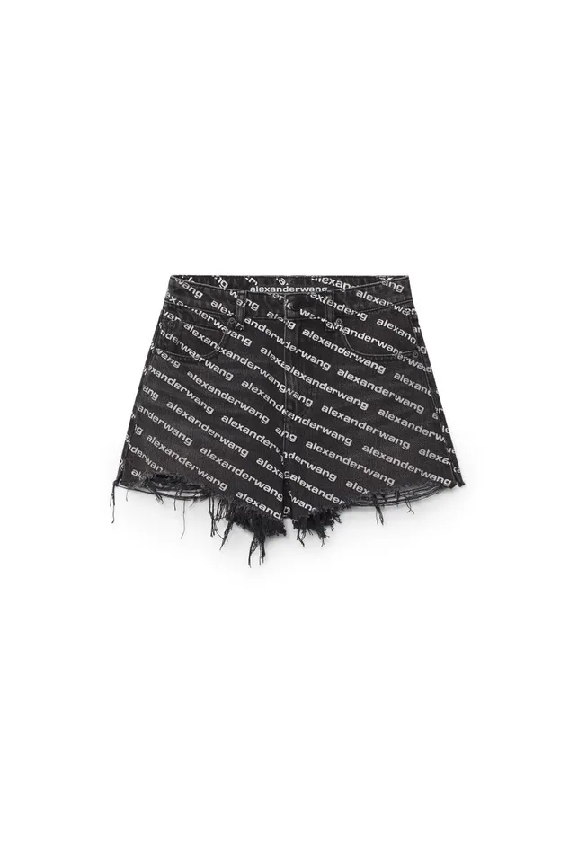 Alexander Wang Denim Women Bite Logo Short In Grey Aged Denim