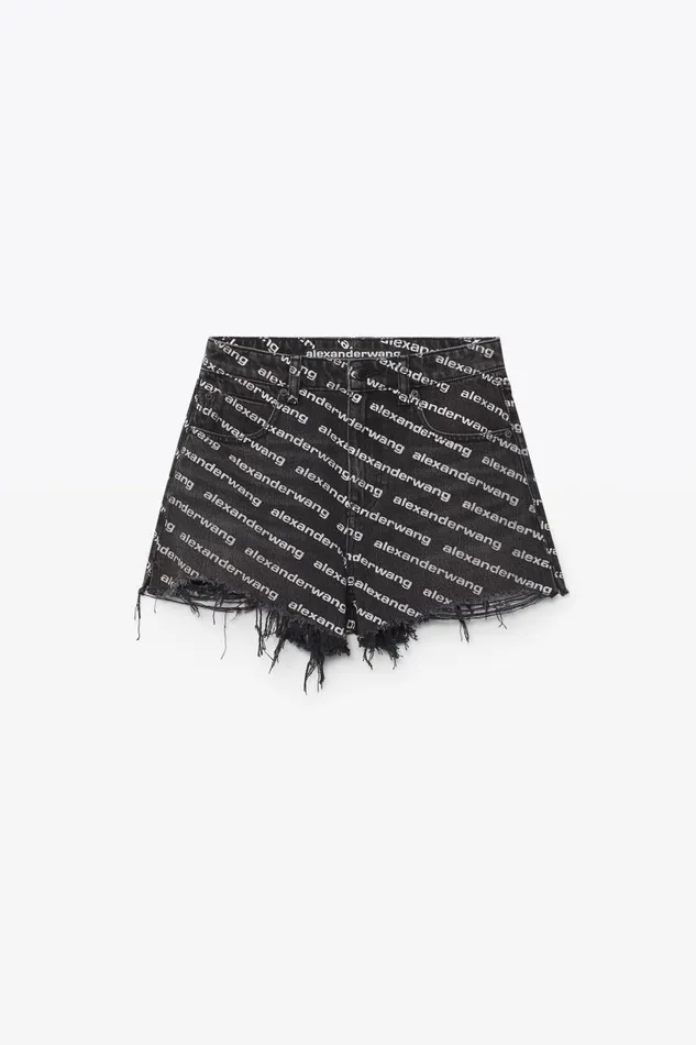 Alexander Wang Denim Women Bite Logo Short In Grey Aged Denim