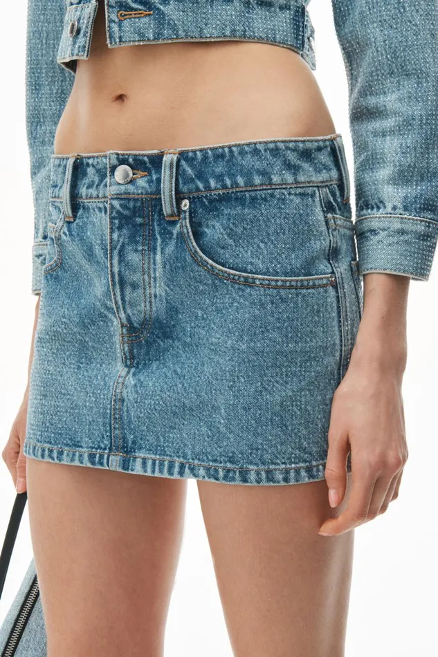 Alexander Wang Denim Women Denim Mini Skirt In Clear Hotfix