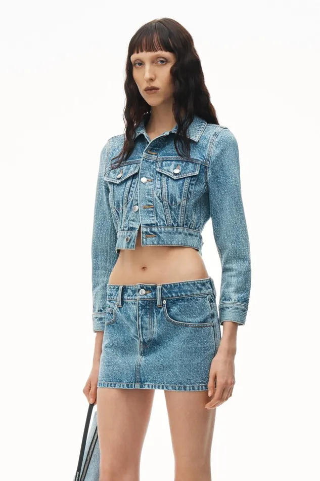 Alexander Wang Denim Women Denim Mini Skirt In Clear Hotfix