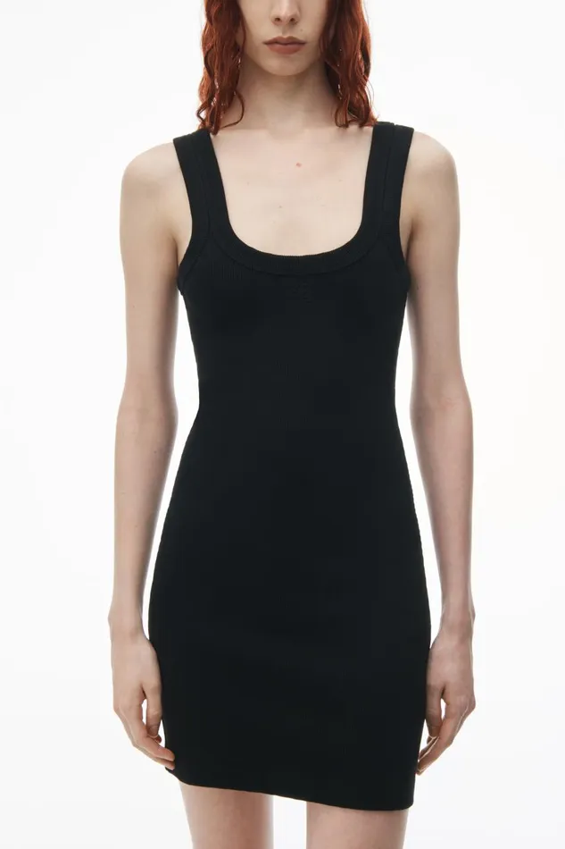 Alexander Wang Dresses Women Logo RibKnit Tank Minidress