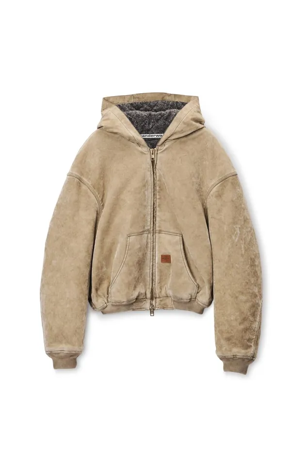 Alexander Wang Outerwear Men Hooded Workwear Jacket With Weathered Flocking