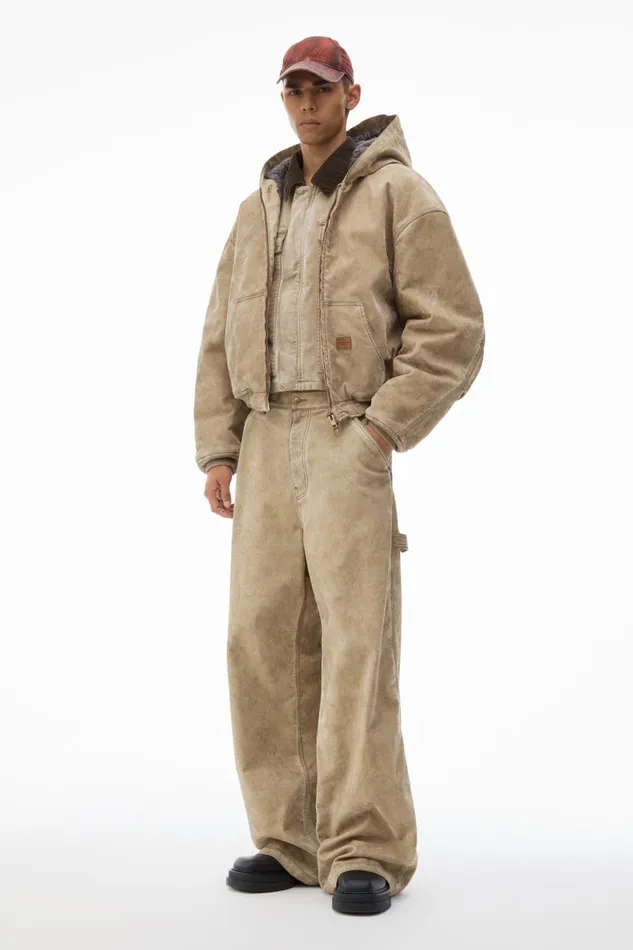 Alexander Wang Outerwear Men Hooded Workwear Jacket With Weathered Flocking