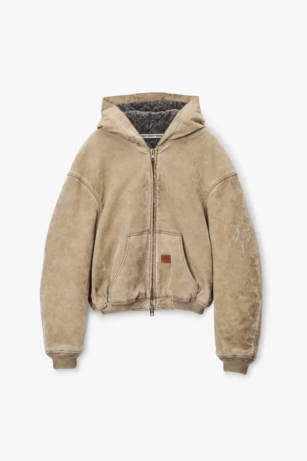 Alexander Wang Outerwear Men Hooded Workwear Jacket With Weathered Flocking