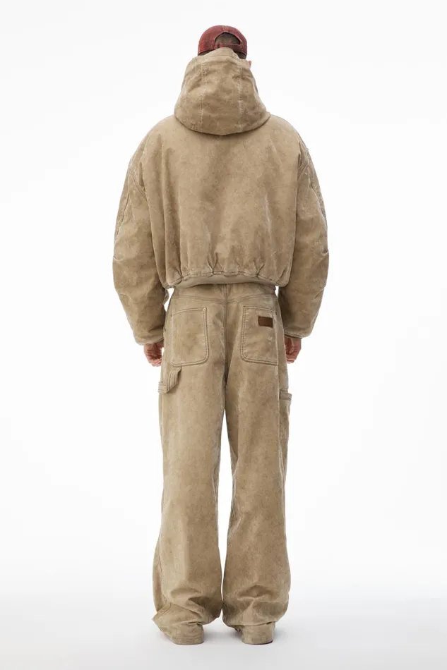 Alexander Wang Outerwear Men Hooded Workwear Jacket With Weathered Flocking