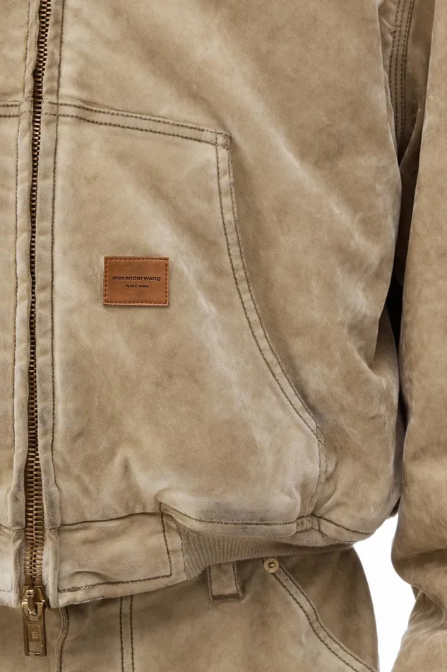 Alexander Wang Outerwear Men Hooded Workwear Jacket With Weathered Flocking