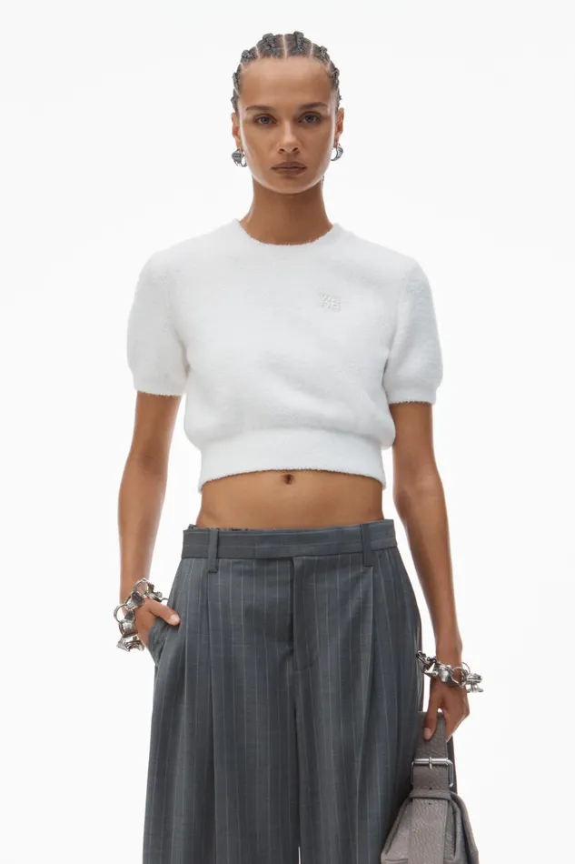 Alexander Wang Sweaters Women Logo Cropped Sweater Tee