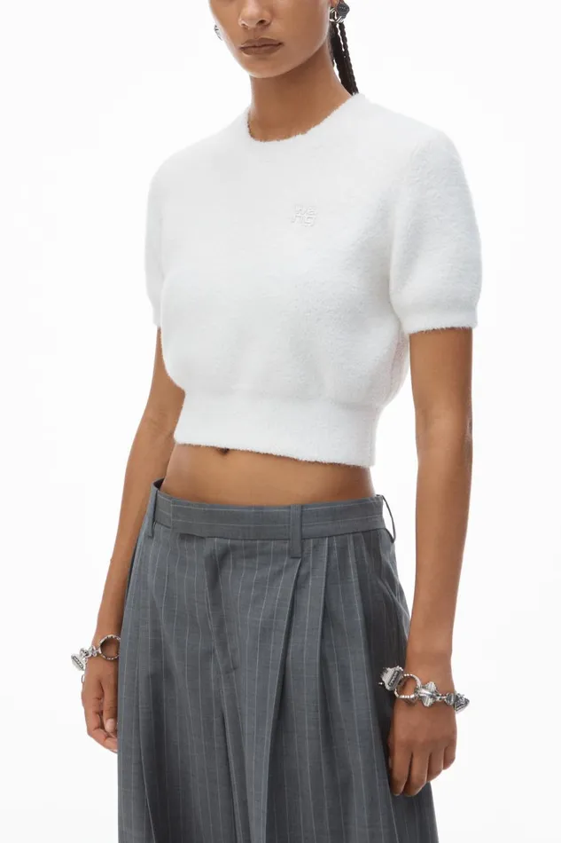 Alexander Wang Sweaters Women Logo Cropped Sweater Tee
