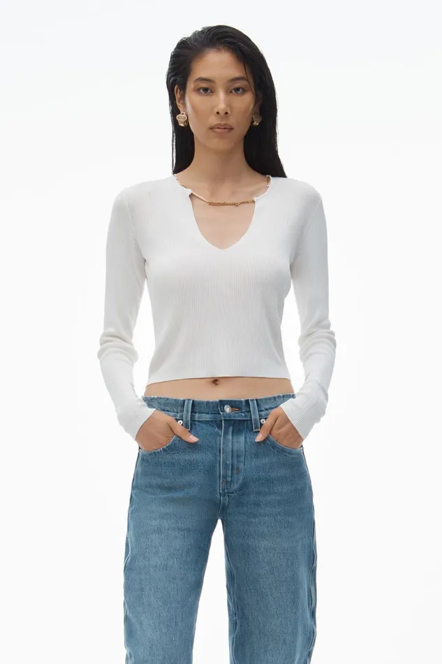 Alexander Wang Sweaters Women Logo Nameplate Cropped Shirt