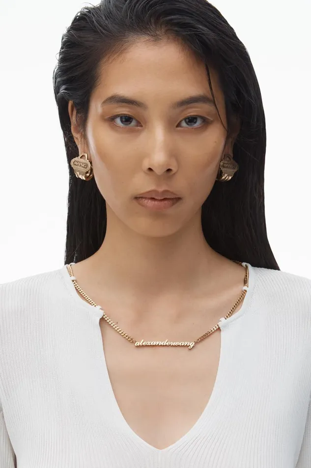 Alexander Wang Sweaters Women Logo Nameplate Cropped Shirt