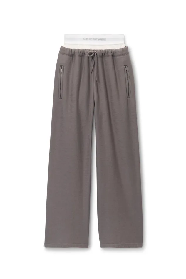 Alexander Wang Sweatpants Women Wide Leg Sweatpants With PreStyled Logo Brief Waistband Alexander Wang Sweatpants Women Wide Leg Sweatpants With PreStyled Logo Brief Waistband