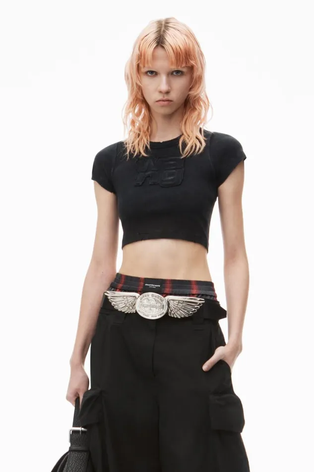 Alexander Wang TShirts Women Distressed Logo Baby Tee