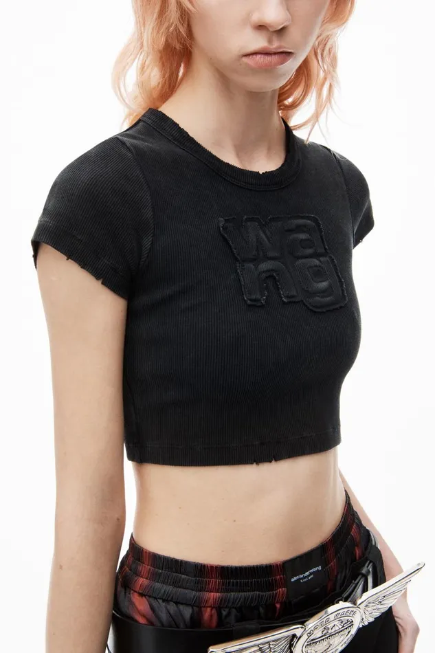 Alexander Wang TShirts Women Distressed Logo Baby Tee