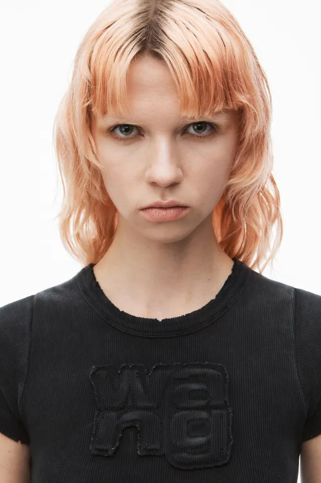 Alexander Wang TShirts Women Distressed Logo Baby Tee