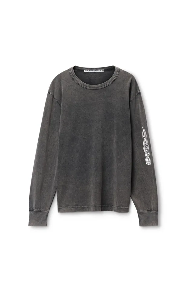 Alexander Wang TShirts Women Flame LogoEmbossed LongSleeve Tee In Cotton
