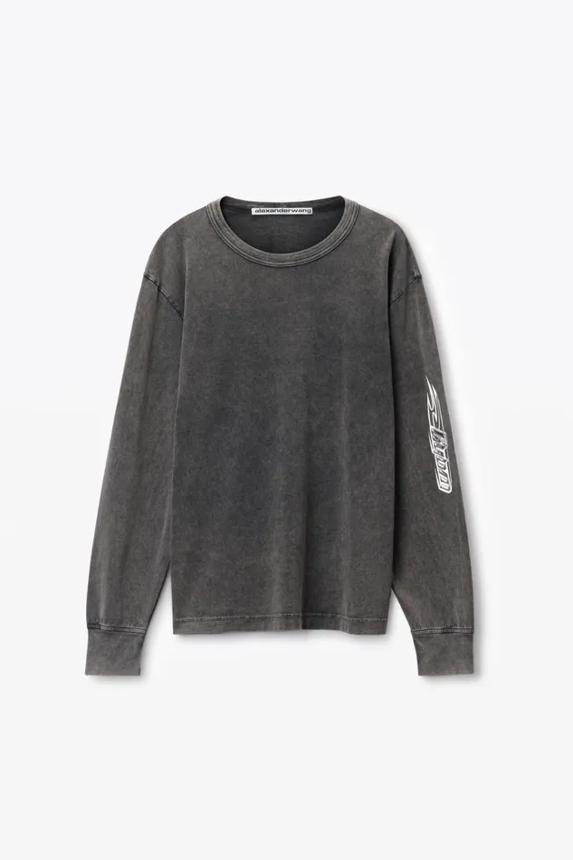 Alexander Wang TShirts Women Flame LogoEmbossed LongSleeve Tee In Cotton