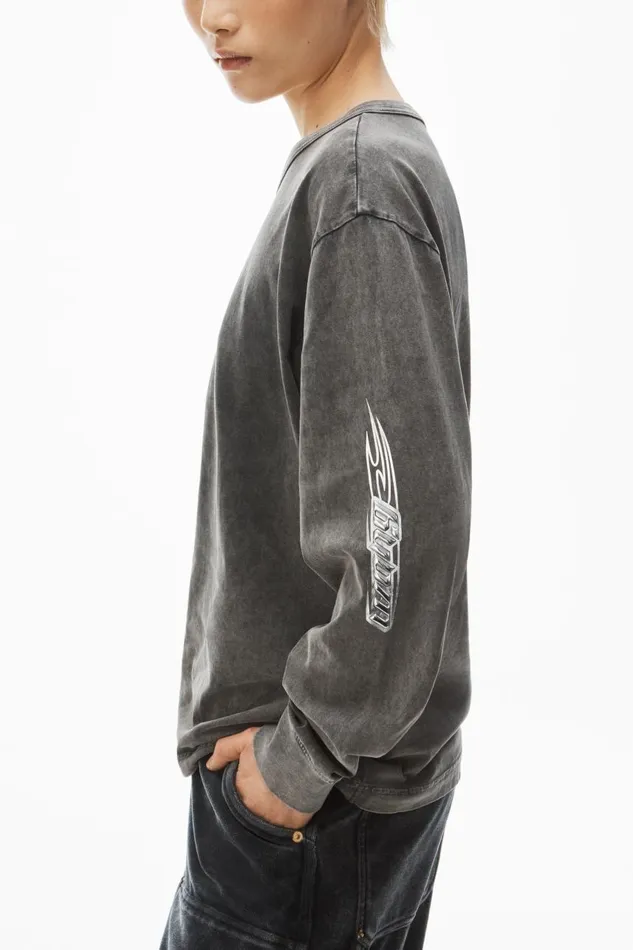 Alexander Wang TShirts Women Flame LogoEmbossed LongSleeve Tee In Cotton