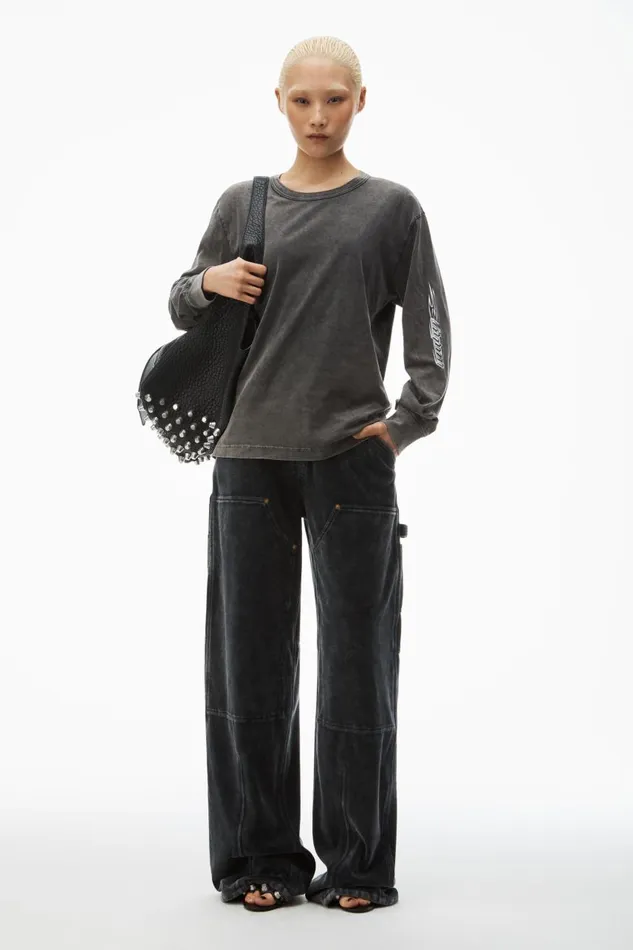 Alexander Wang TShirts Women Flame LogoEmbossed LongSleeve Tee In Cotton