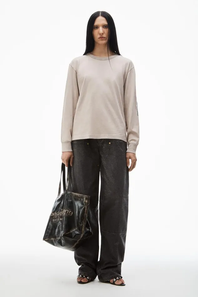 Alexander Wang TShirts Women Flame LogoEmbossed LongSleeve Tee In Cotton