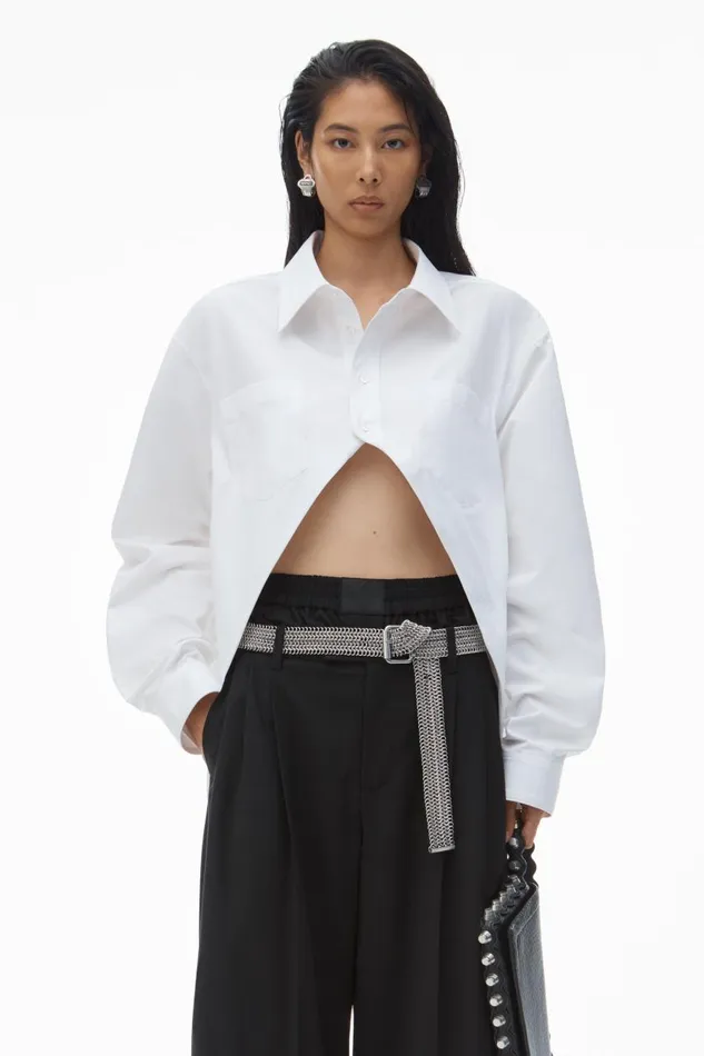 Alexander Wang Tops and Shirts Women Exaggerated Split Front Shirt