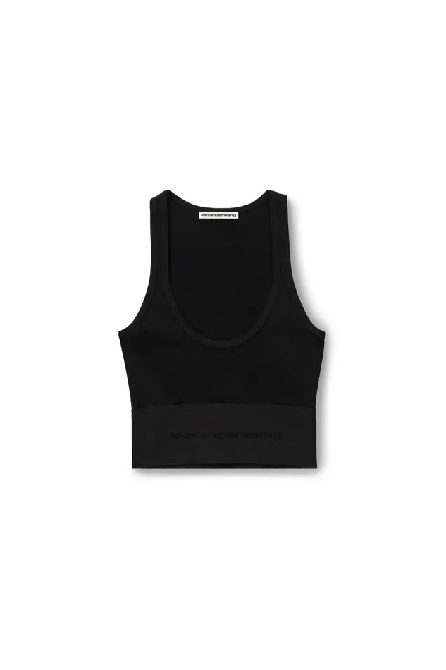 Alexander Wang Tops and Shirts Women Logo Elastic Scoopneck Bra Top