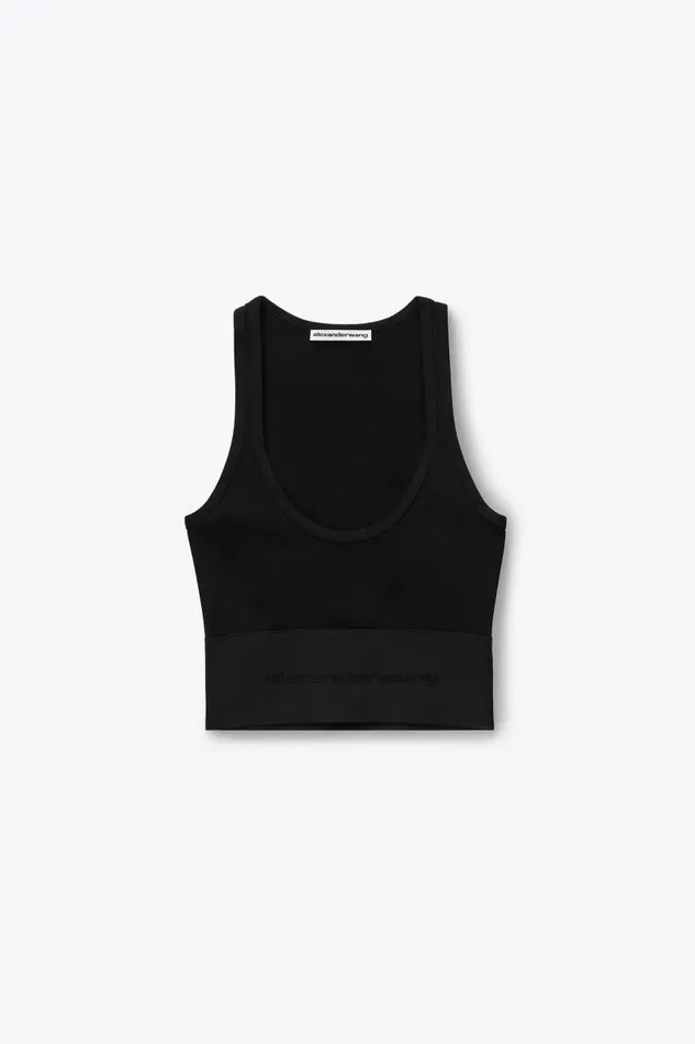 Alexander Wang Tops and Shirts Women Logo Elastic Scoopneck Bra Top