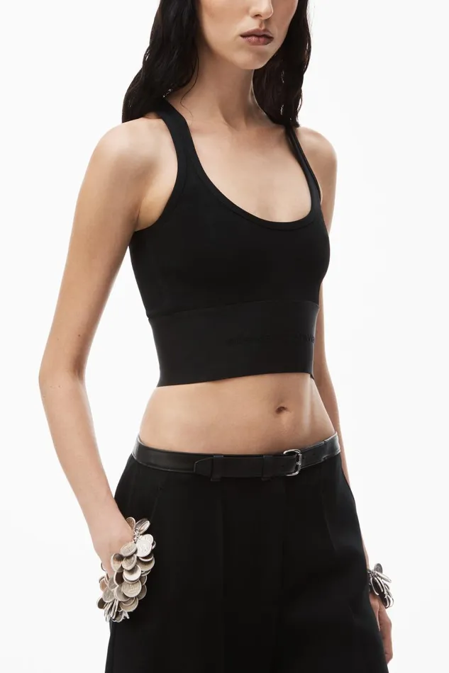 Alexander Wang Tops and Shirts Women Logo Elastic Scoopneck Bra Top