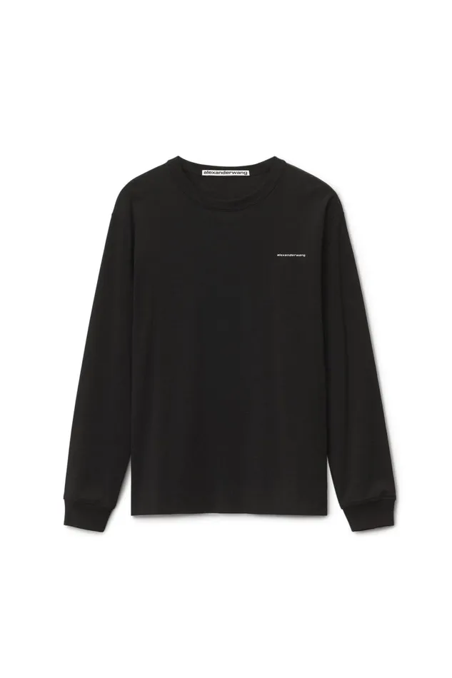 Alexander Wang UnisexWomenMen LongSleeve Tee In High Twist Jersey