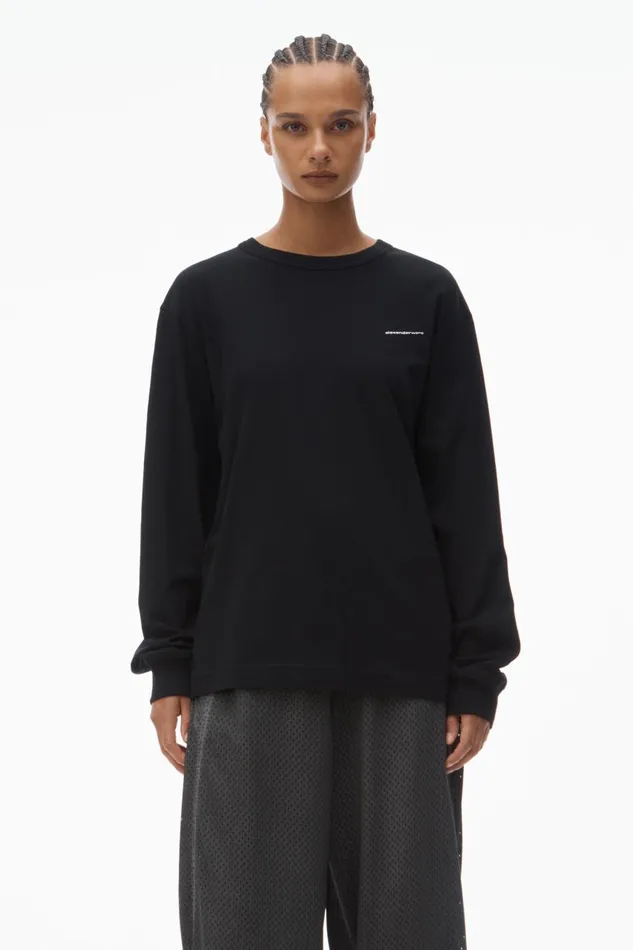 Alexander Wang UnisexWomenMen Long Sleeve Tee In High Twist Jersey